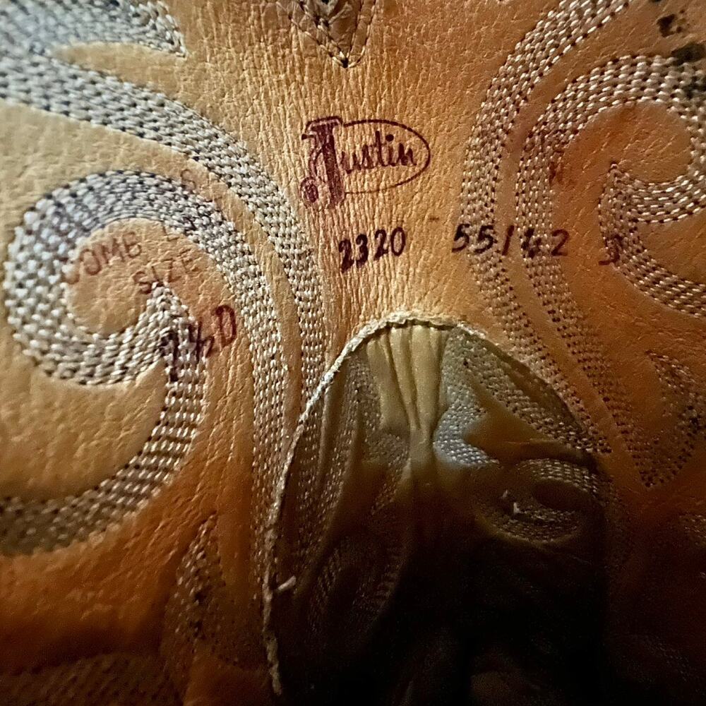 Justin Brown SIlver Leather Western Cowboy Boots Men's sz 7.5 D Women's size 9.5 - Picture 10 of 10